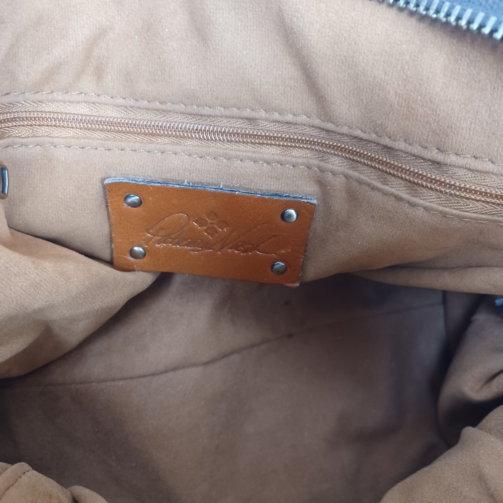 Patricia Nash Cognac Leather Tote Bag‎ Front Zip Contrast Stitching Brown - Picture 5 of 16